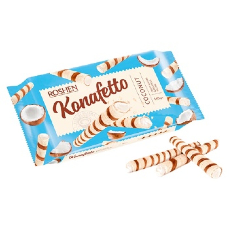 Roshen Conafetto Wafer Rolls With Coconut Filling 140G