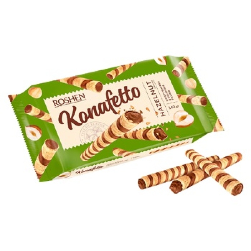 Roshen Konafetto Waffer Rolls With Nut Filling 140G