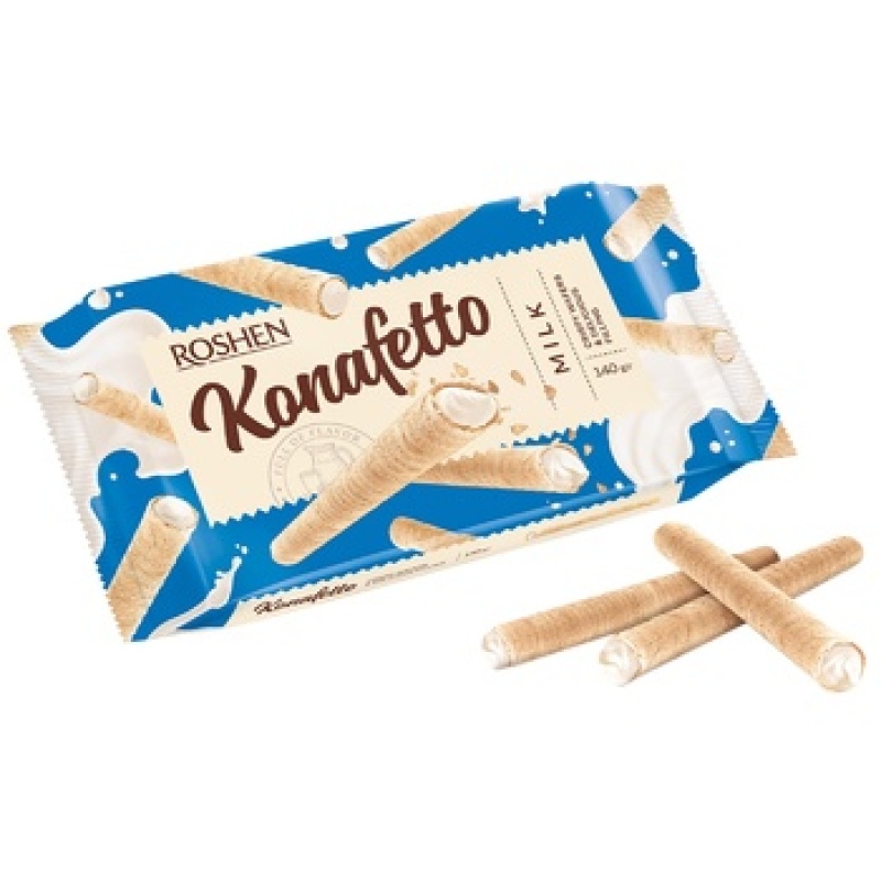 Roshen Konafetto With Filling Milk Waffle Rolls 156G